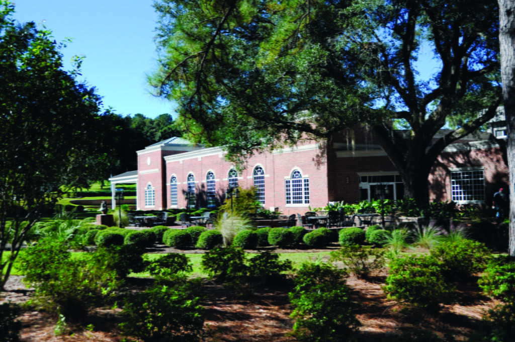 McGuire Center and courtyard at Westminster Oaks in Tallahassee